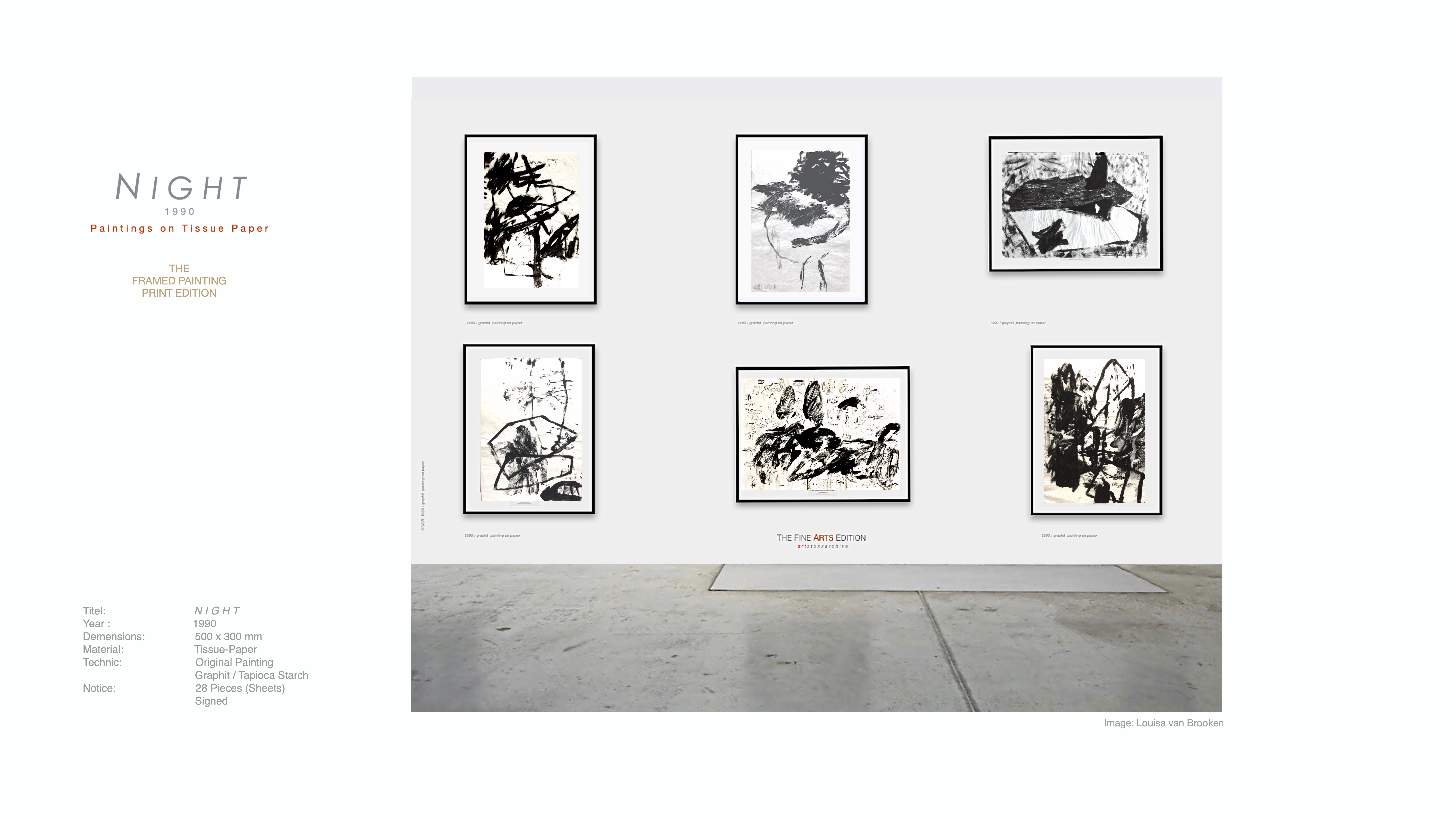 NIGHT / Heiner H. Hoier / Hoier.works / THE FRAMED PAINTING EDITION / Graphite / Tapioca Starch on Tissue Paper / 500mm x 300mm / 28 Pieces / 1990